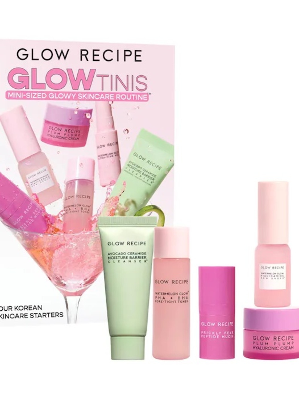 NWOT Glow Recipe GlowTinis Mini Skincare Set – 6 Piece Plus a BONUS BAG
